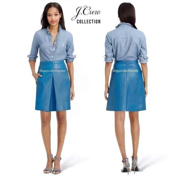 J.Crew Collection NWT genuine leather box pleat aline miniskirt *shop@iamwarrior - Picture 1 of 9